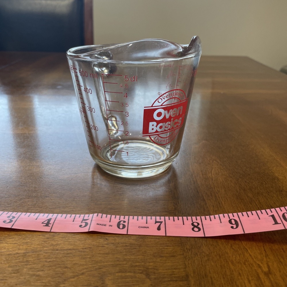Vintage‎ Anchor Hocking Oven Originals 2 Cup Glass Measuring Cup 498 D Handle